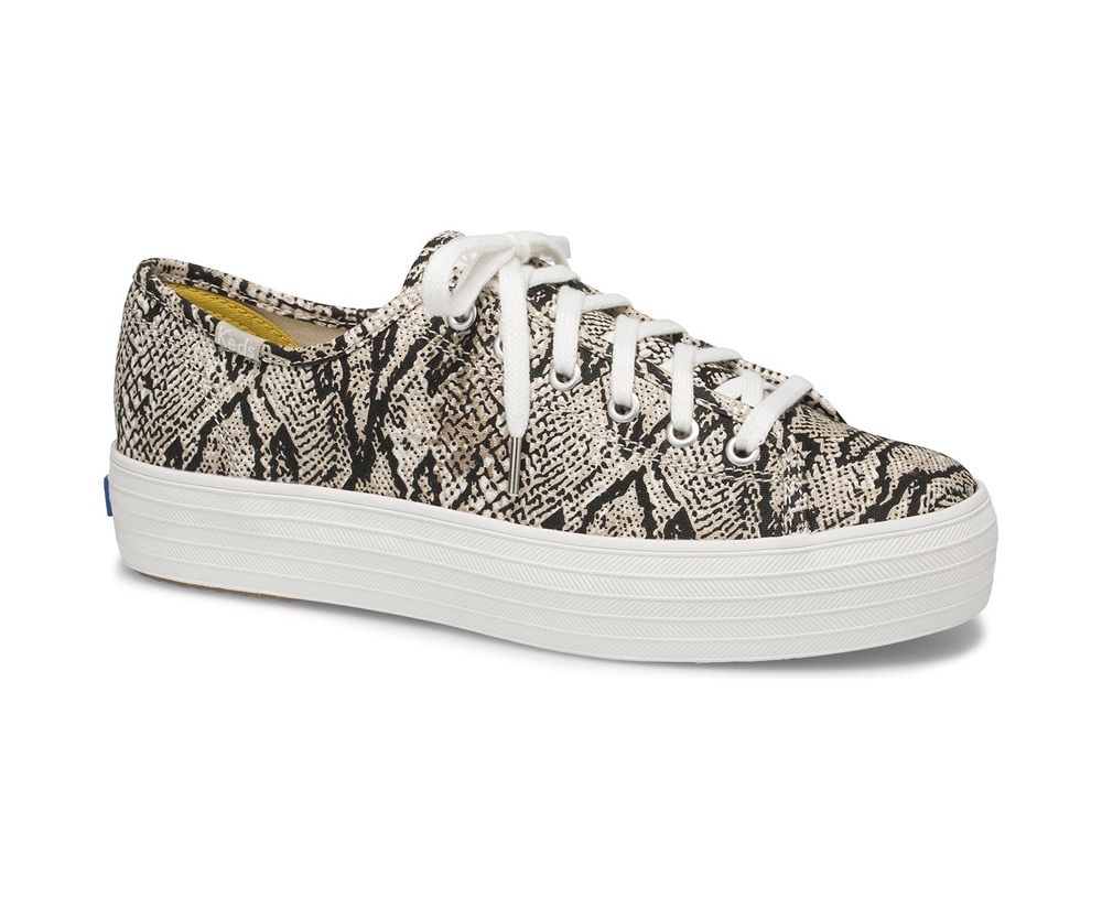 Keds Womens Sneakers White/Black - Triple Kick Snake - 897OBWQZI